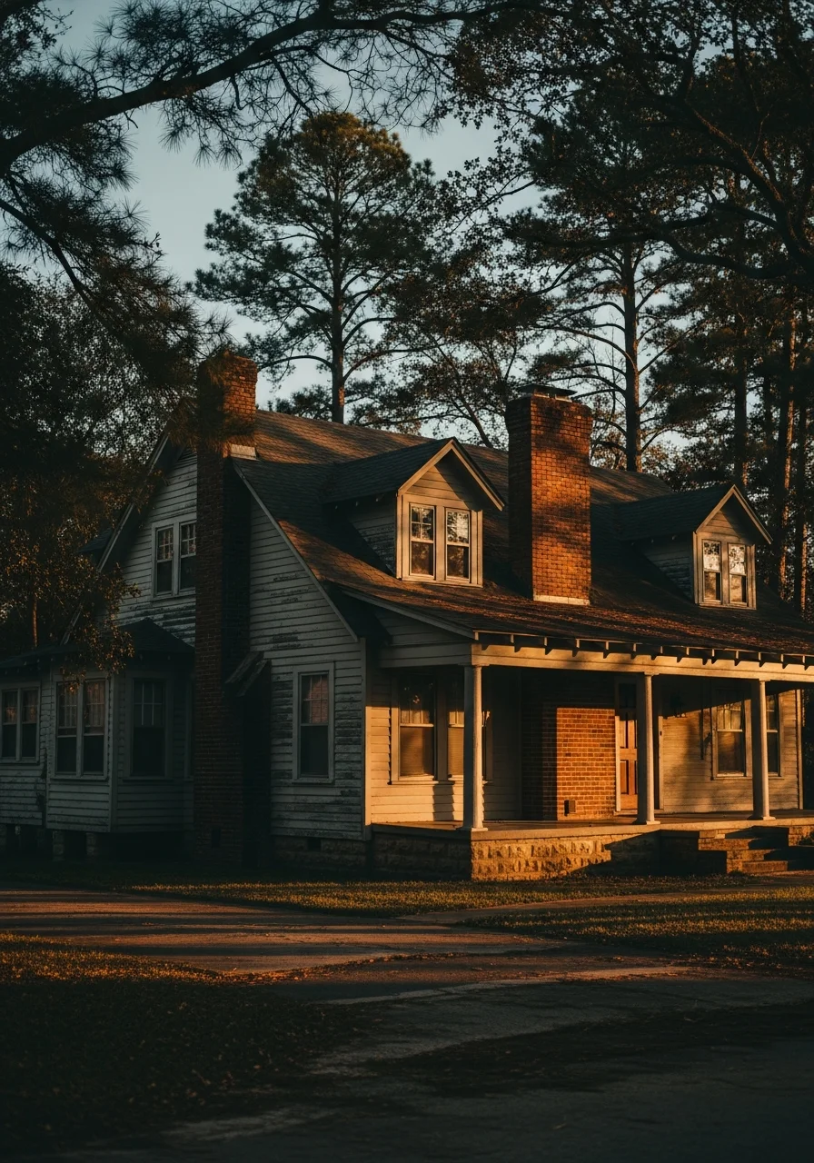 East Texas home with regional architectural style, surrounded by trees and natural landscape characteristic of the area.