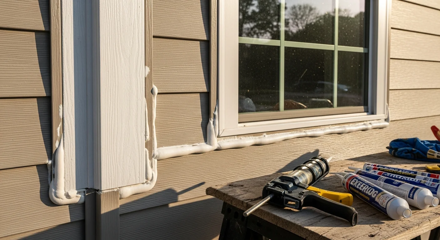 Freshly installed exterior trim around windows and corners of a residential home in Longview, Texas. Clean trim lines frame the siding with sealed joints visible at each transition point.